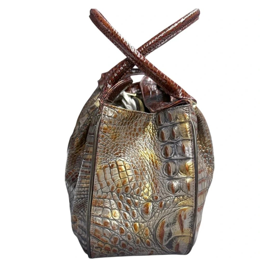 Brahmin Satchel‎ Handbag Womens Fall Tortoise Crocodile  Embossed Leather Bag